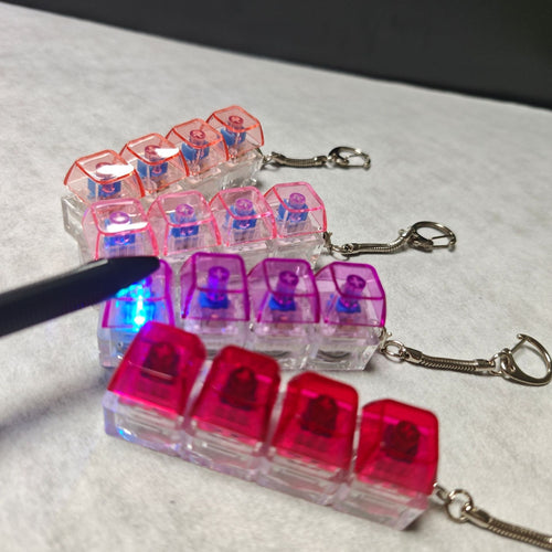 Pc Fully Transparent Material Decompression Test Shaft Press with Audible Crisp Sound 2 Holes 3 Holes 4 Holes Keychain with Light Transparent Cap