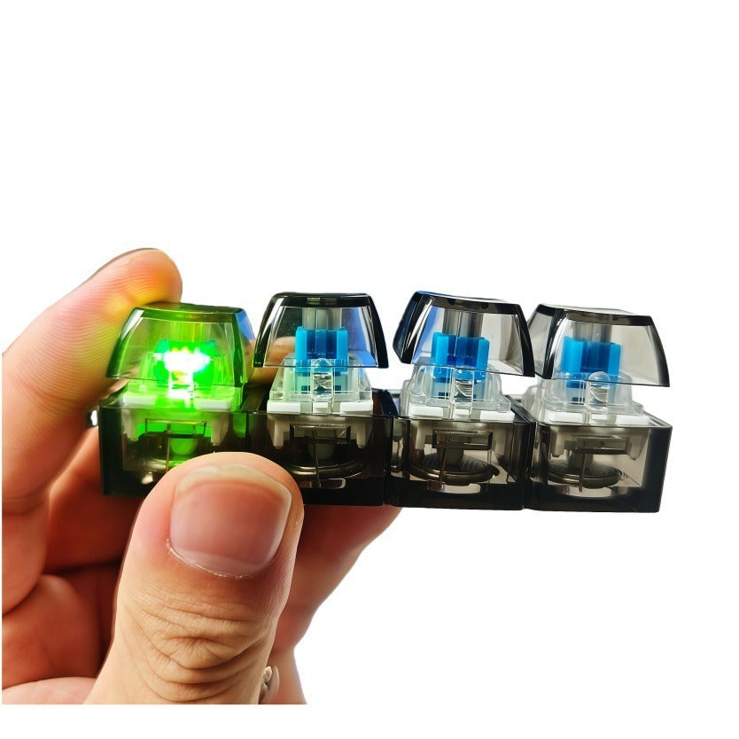 Pc Fully Transparent Material Decompression Test Shaft Press with Audible Crisp Sound 2 Holes 3 Holes 4 Holes Keychain with Light Transparent Cap